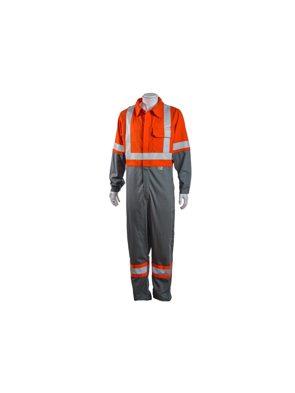 HIGH VISIBILITY ORANGE & GRAY COVERALL FIRE RETARDANT